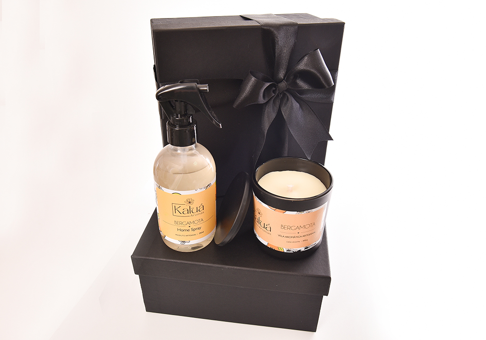 Kit Aromático Energizante Bergamota Whisky – Vela e Home Spray para Casa e Trabalho, Purificação e Bem-Estar