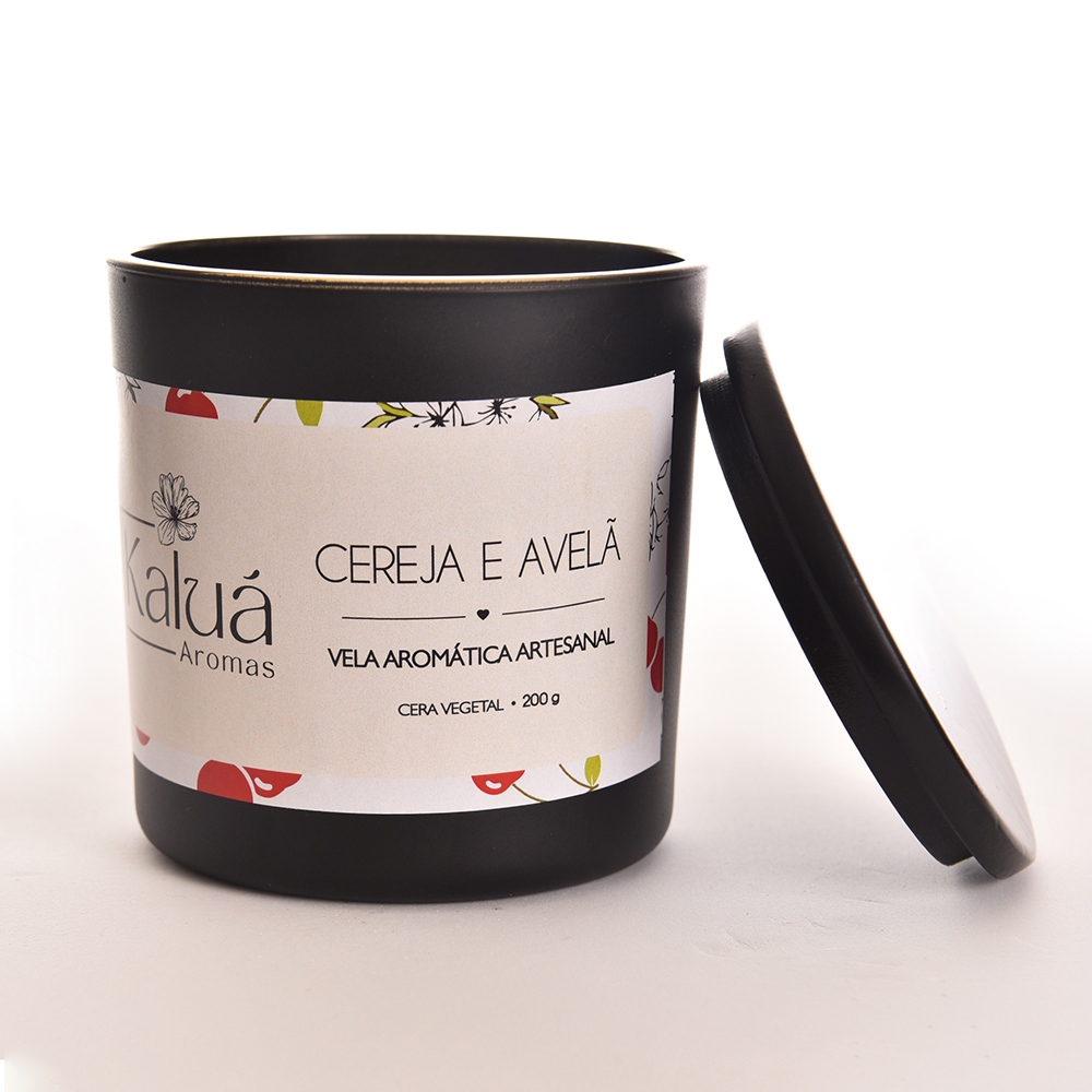 Vela Aromática Cereja e Avelã Whisky 200g – Premium, Alta Perfusão, Ambientes Aconchegantes, Presente Sofisticado