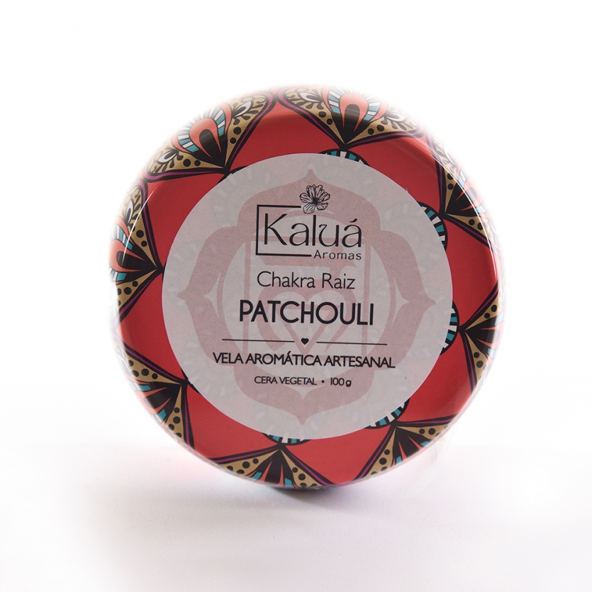 Vela Aromática Chakra Raiz Patchouli 100g | Vela Energética Holística para Equilíbrio, Aterramento e Presente Espiritual