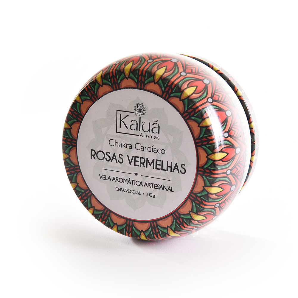 Vela Aromática Mandala Chakra Cardíaco Rosas Vermelhas 100g | Vela Energética Holística para Amor, Equilíbrio e Presente - Imagem 2