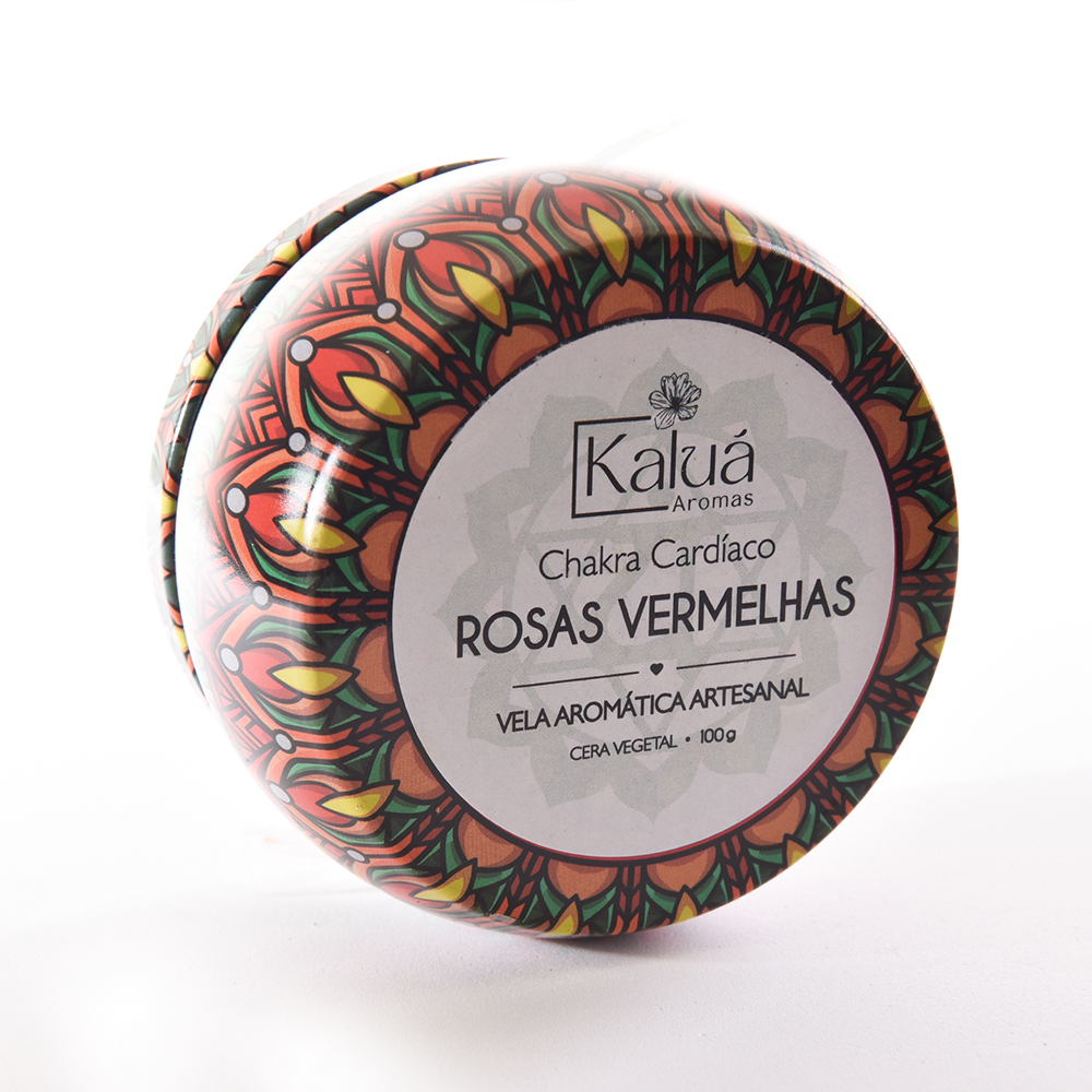 Vela Aromática Mandala Chakra Cardíaco Rosas Vermelhas 100g | Vela Energética Holística para Amor, Equilíbrio e Presente - Imagem 3